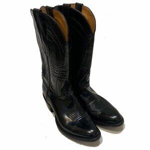 10 / Lucchese Black Western Leather Boots